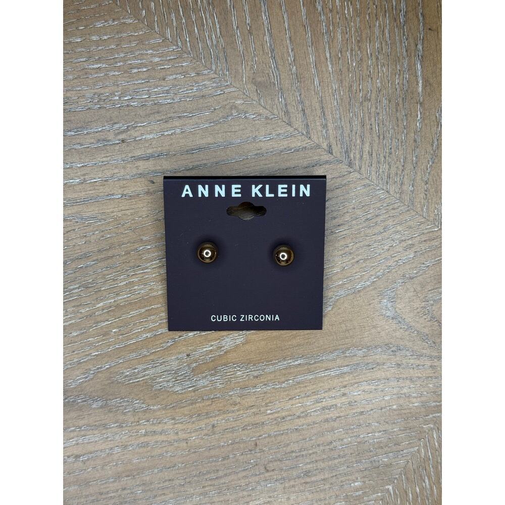 Anne Klein Gold Tone Cubic Zirconia Stud Earrings Classic Minimalist